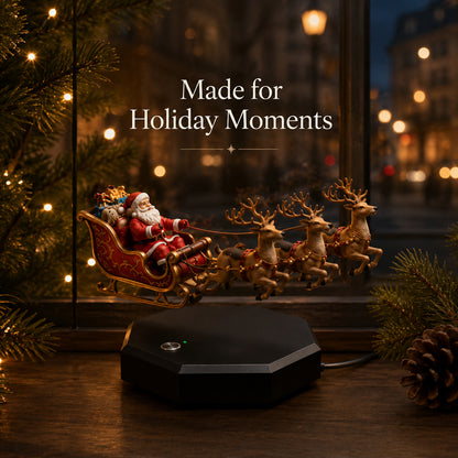 🛷 Magnetic Levitating Santa Sleigh  – Floating Christmas Decor with Warm LED