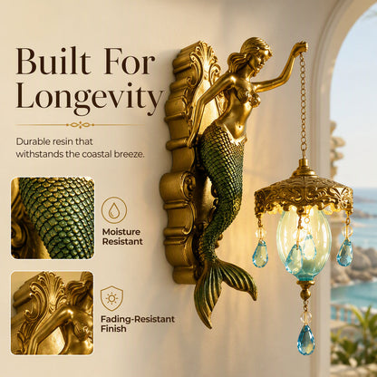 🐚 Vintage Mermaid Wall Sconce – Artisan Resin Lamp for a Serene Coastal Home