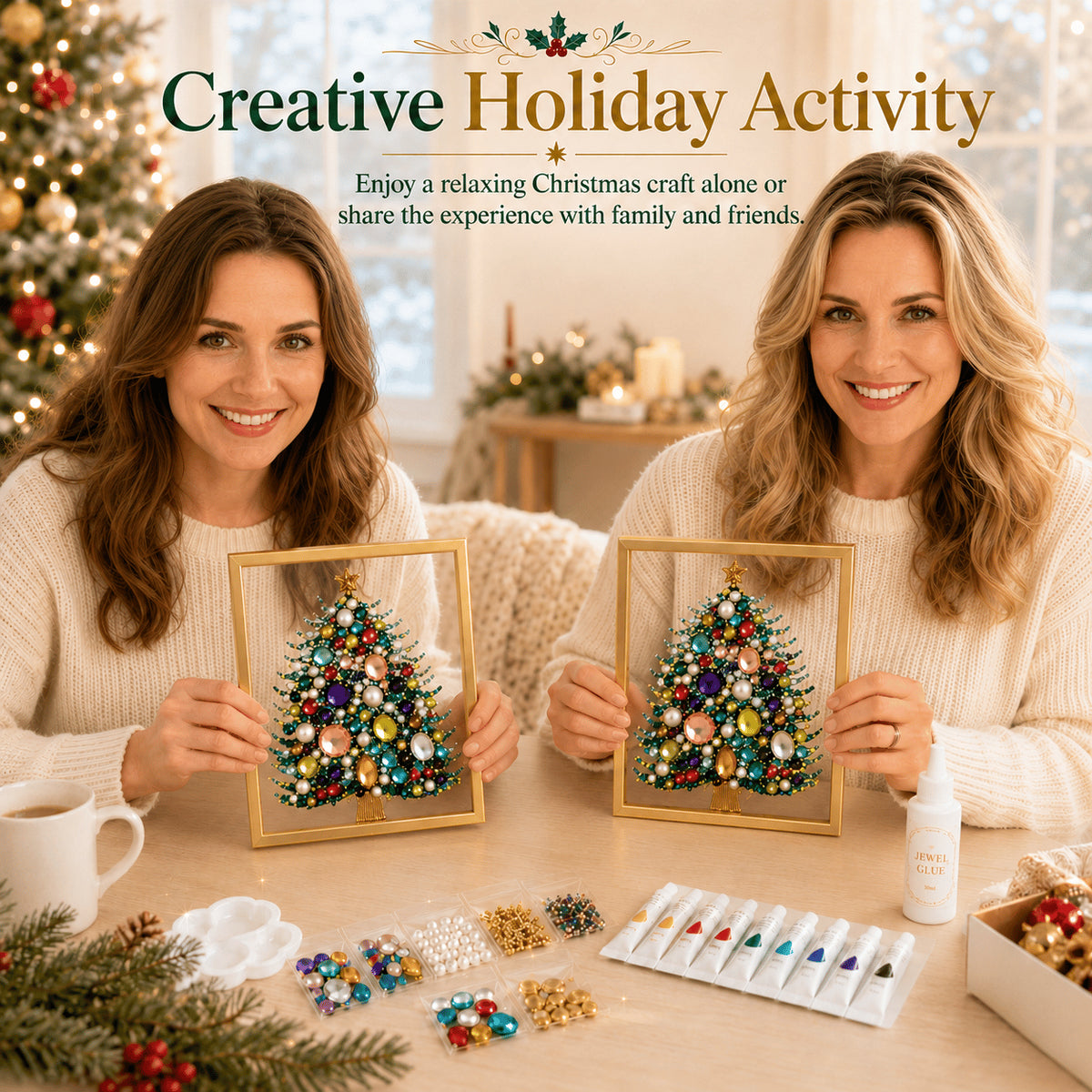 ✨🎁 Jewel & Pearl Christmas Tree DIY Painting Craft Kit