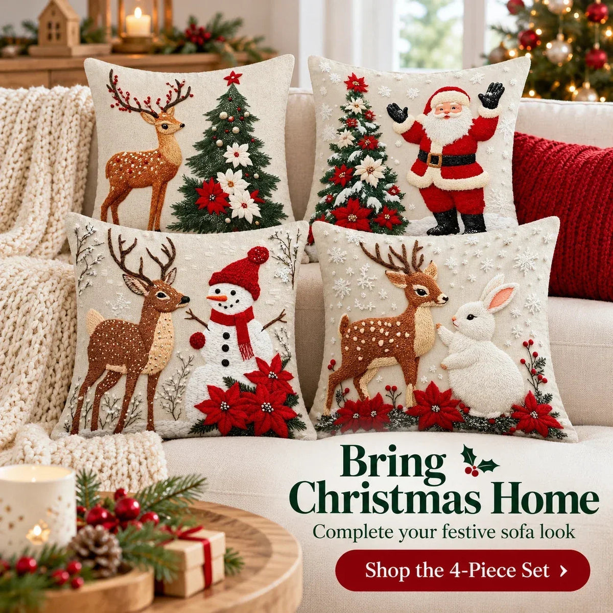🎅 Christmas Holiday Sofa Pillow Covers