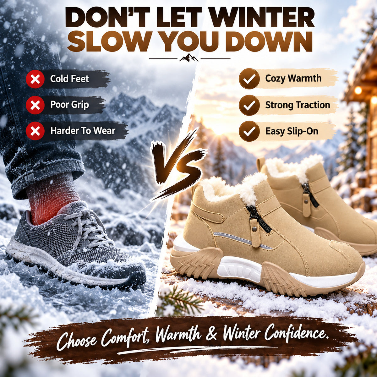 🥾 Anti Slip Warm Fur Lined Outdoor Winter Boots