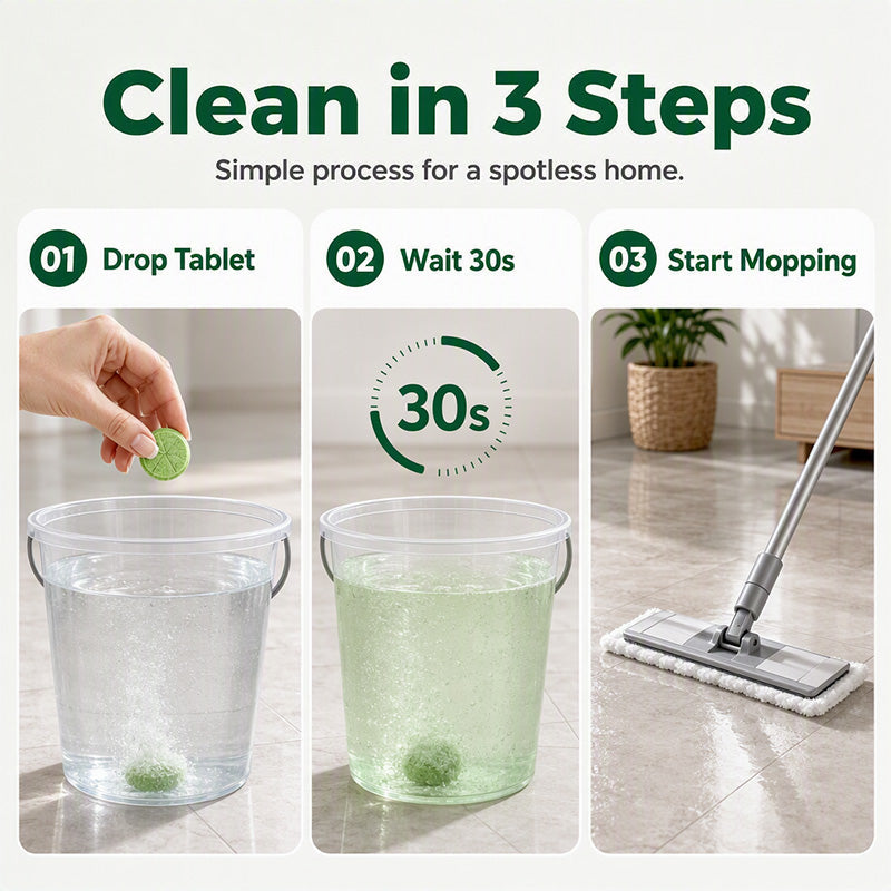 💧🧹 Floor Cleaning Effervescent Tablets – Just Drop, Dissolve & Mop! 80 Pcs for Tile, Wood & Marble