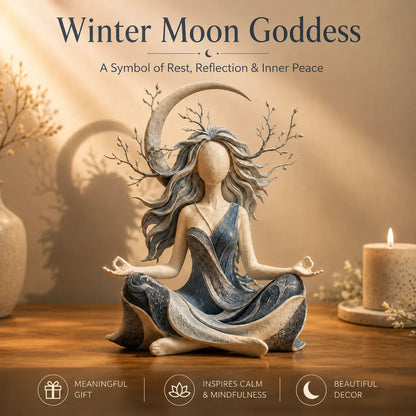 🌿 Mindful Goddess Resin Figurine – 2 Styles (Autumn Amber & Winter Moon), Hand-Painted Zen Statue for Meditation, Yoga & Meaningful Home Decor Gift