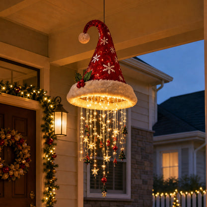 🎅 Santa Hat Pendant Lamp – Warm LED Hanging Christmas Porch Light 🎄