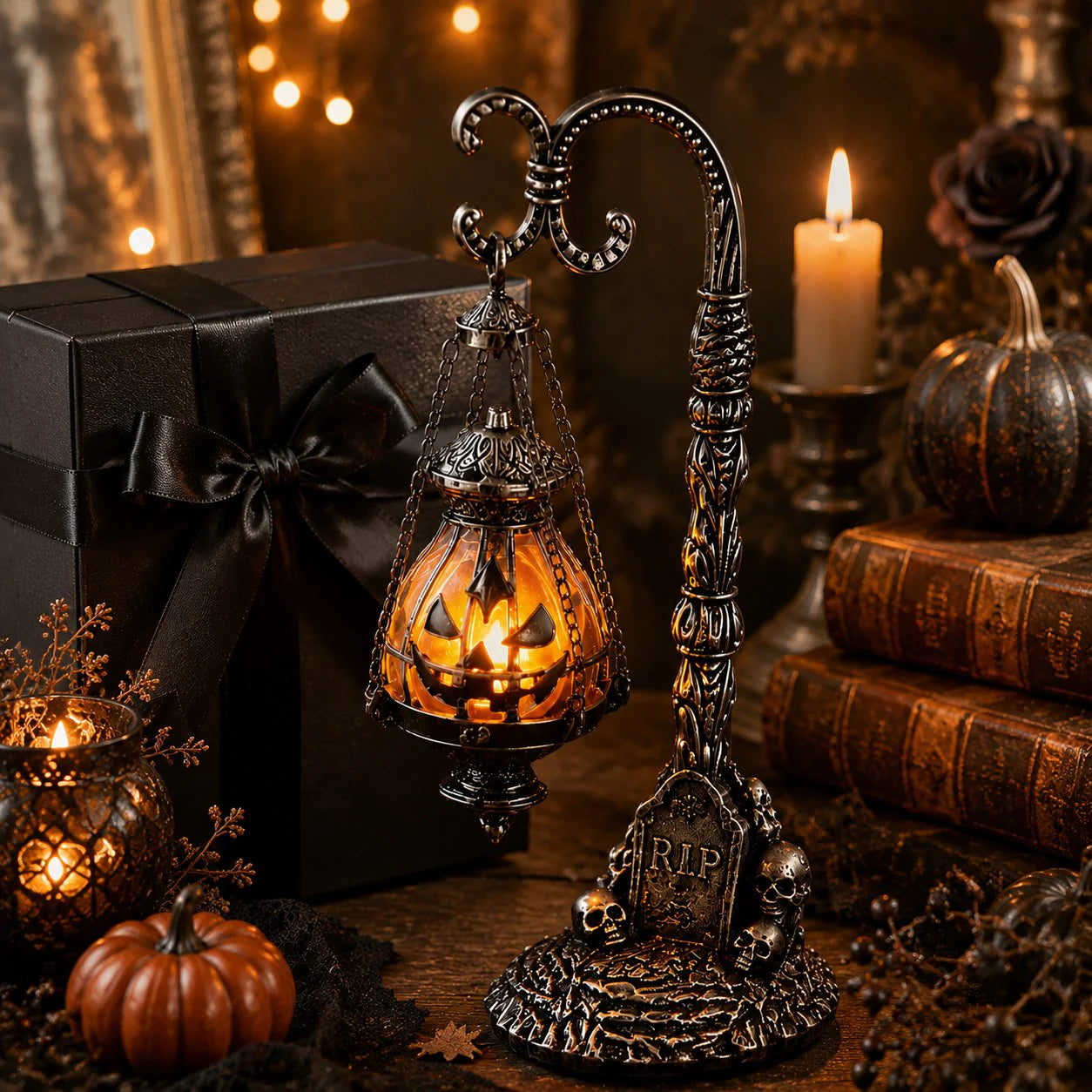 🎃Gothic Pumpkin Lantern – Victorian Halloween Decor🦇