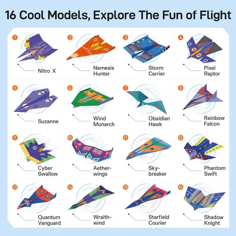 ✈️ Paper Airplane Origami Kit – 16 Designs, Pre-Scored Sheets & STEM Learning