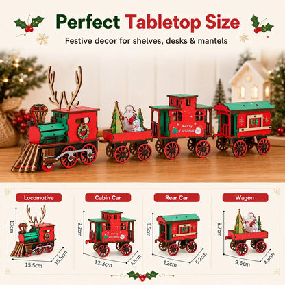🚂 DIY Wooden Christmas Train – 3D Puzzle & Holiday Decor Kit🎄
