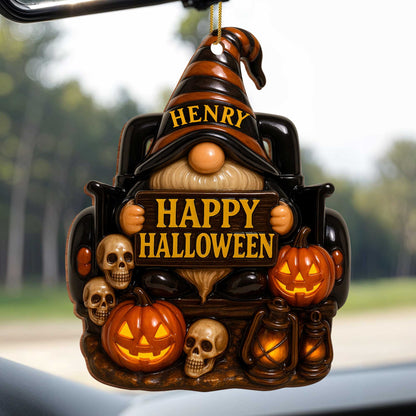 👻 	Personalized Halloween Goblin Ornament – Custom Name Resin Hanging Decor for Home