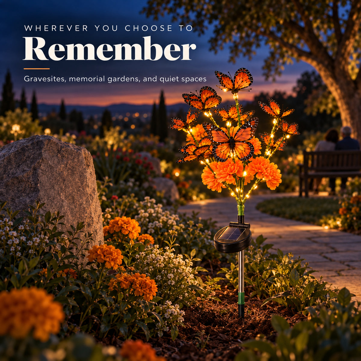🧡Solar Butterfly Marigold Remembrance Grave Decor Light