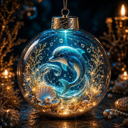 🌊 Ocean Series Illuminated 3D Model Decoration Collection | Clear Display Ornament with Detailed Sea Creatures, Coral, Shell & Pearl-Style Accents ✨