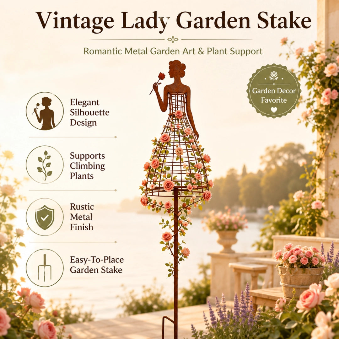 🌹💃Rust-Style Female Dress Plant Climbing Trellis -  Like a Garden Princess in Full Bloom