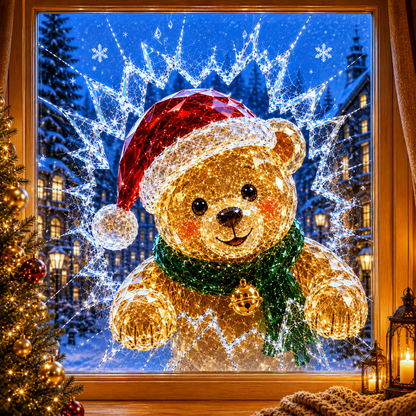 ✨🎄Crystal Christmas Break-In Window Decal — 3D Shattered-Glass Holiday Window Decoration