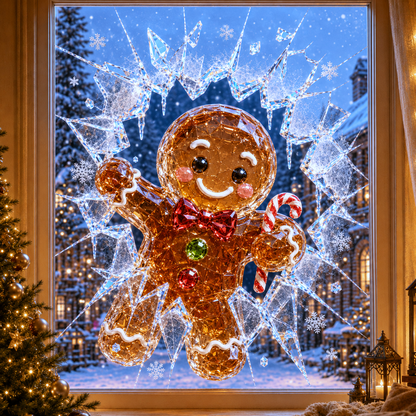 ✨🎄Crystal Christmas Break-In Window Decal — 3D Shattered-Glass Holiday Window Decoration
