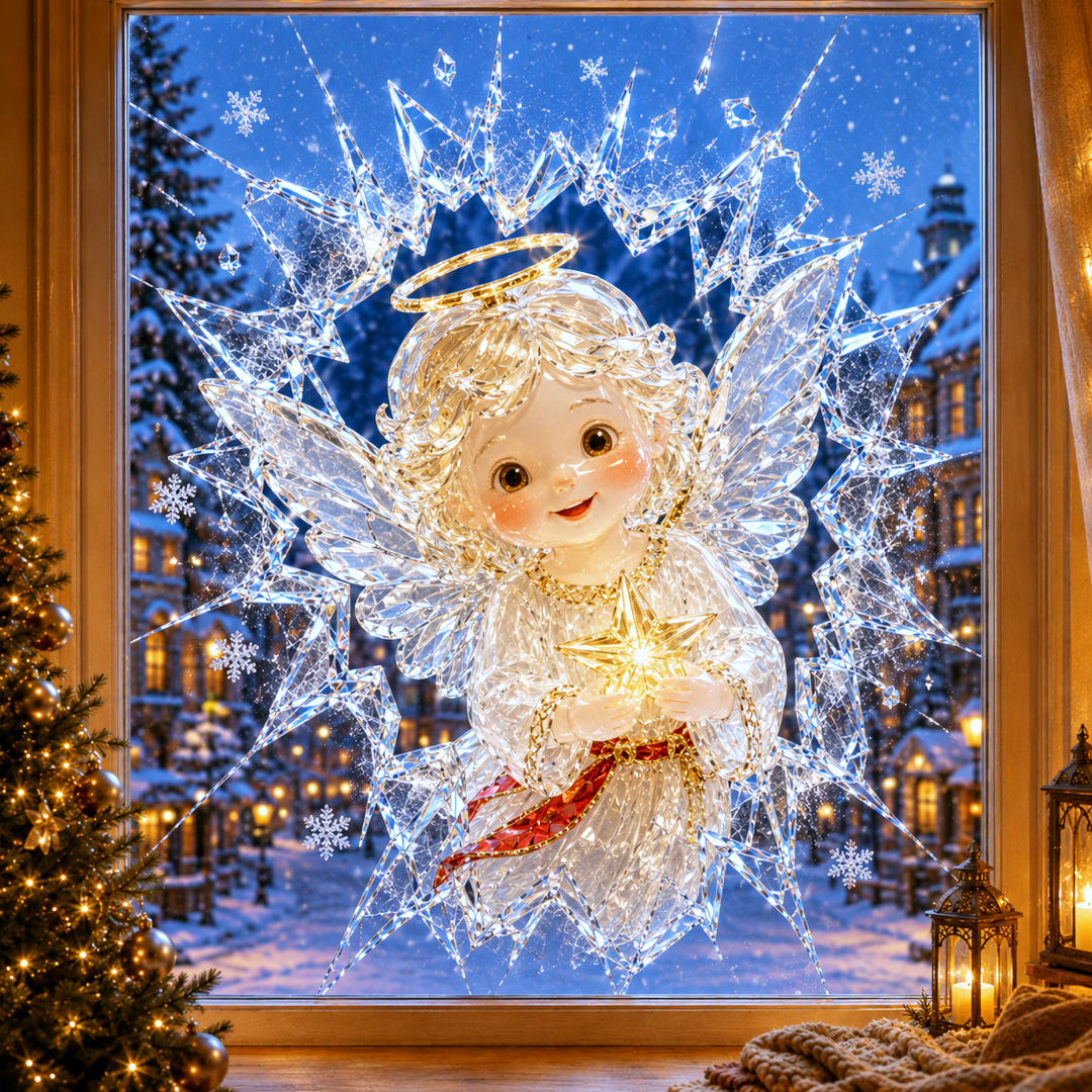 ✨🎄Crystal Christmas Break-In Window Decal — 3D Shattered-Glass Holiday Window Decoration