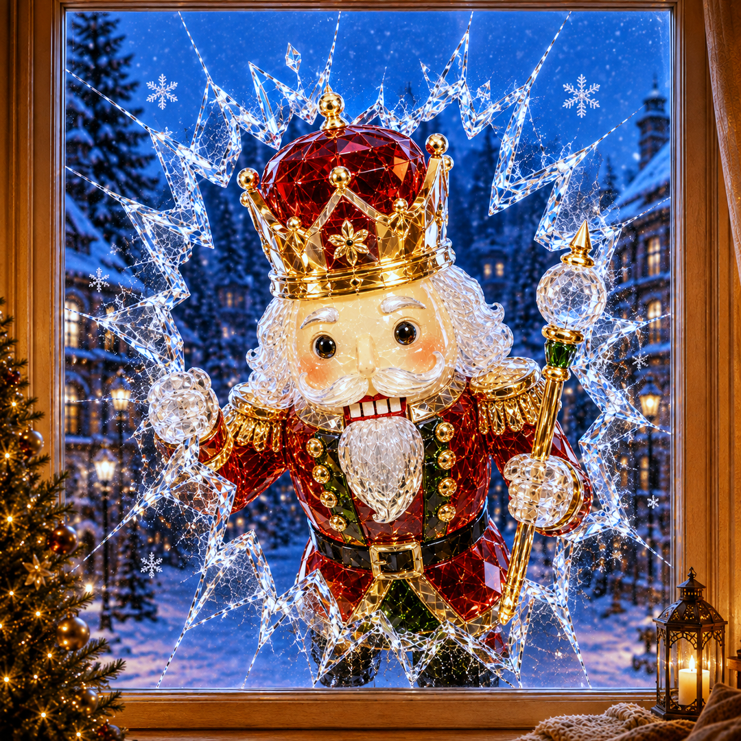 ✨🎄Crystal Christmas Break-In Window Decal — 3D Shattered-Glass Holiday Window Decoration