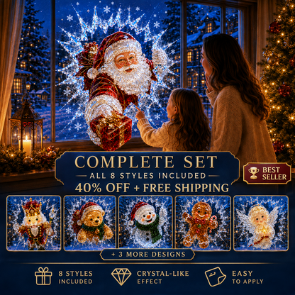 ✨🎄Crystal Christmas Break-In Window Decal — 3D Shattered-Glass Holiday Window Decoration