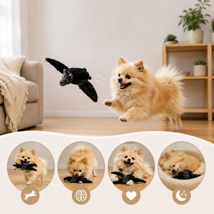 🐶🦇 Electric Flapping Bat Dog Toy | Interactive USB Rechargeable Plush with Remote Control & Catnip Pocket