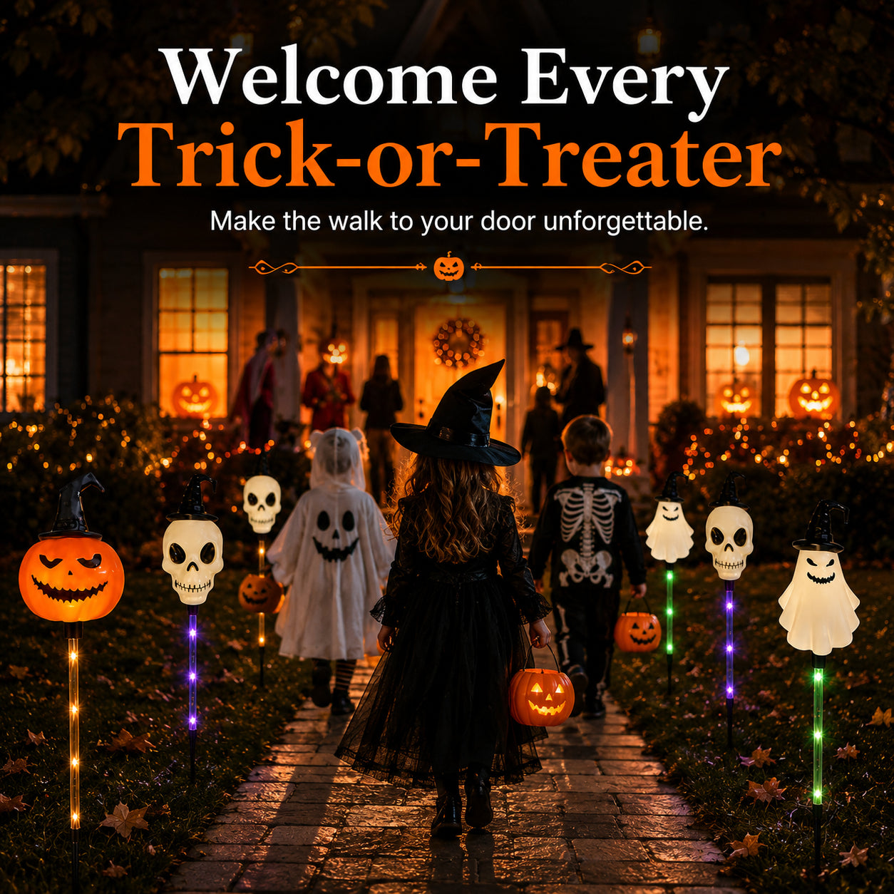 🎃 Light Up the Night: Solar Halloween Path Lights – 3 Spooky Styles! 👻💀