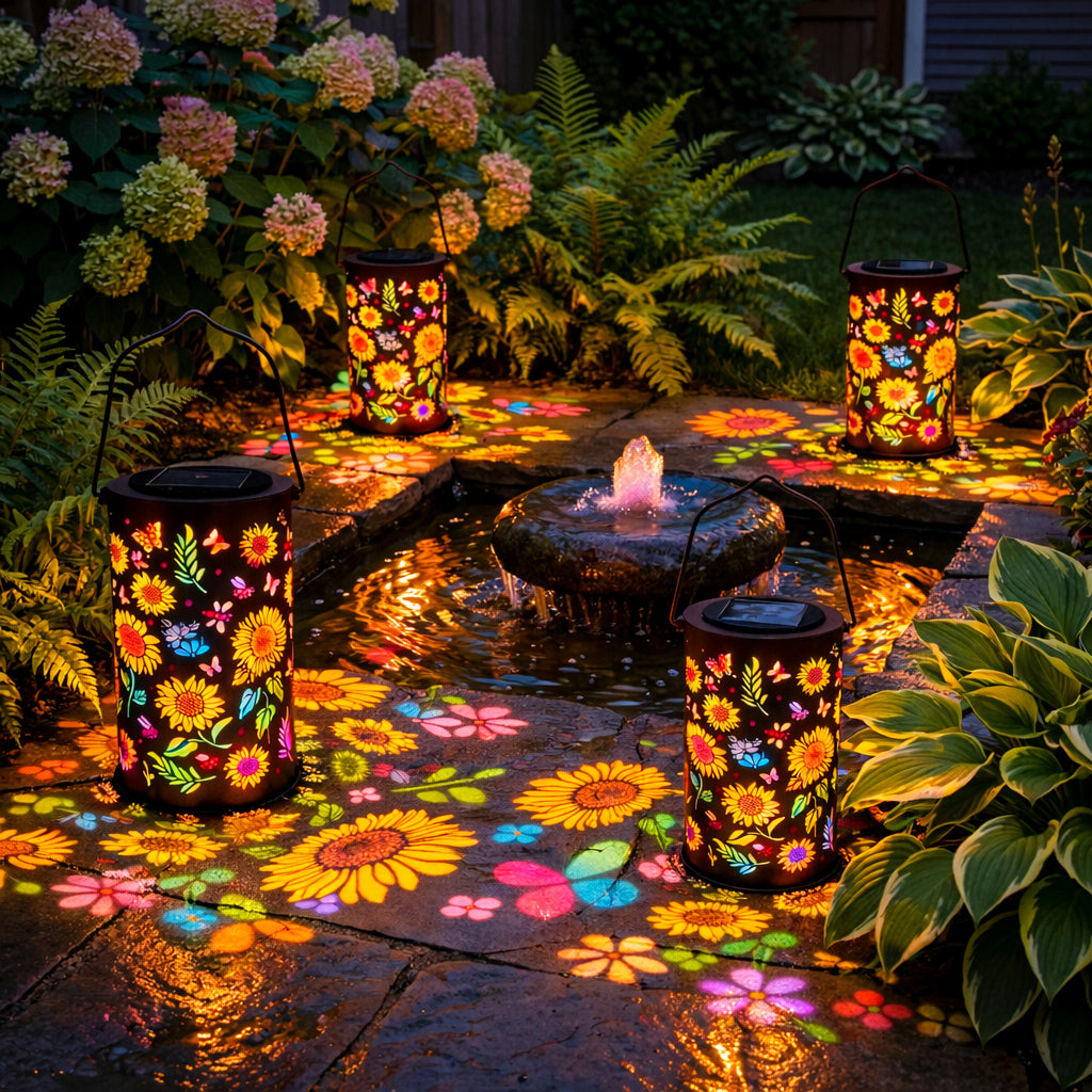 🌻 Solar Sunflower Projection Lantern