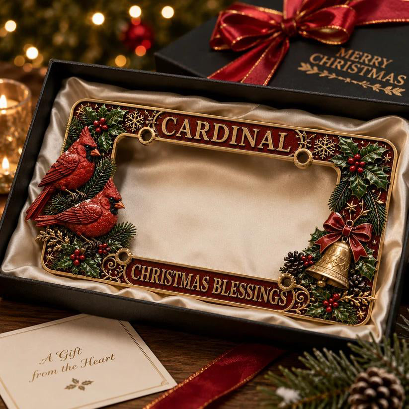 🎄 3D Christmas License Plate Frame – Holiday Car Accessory