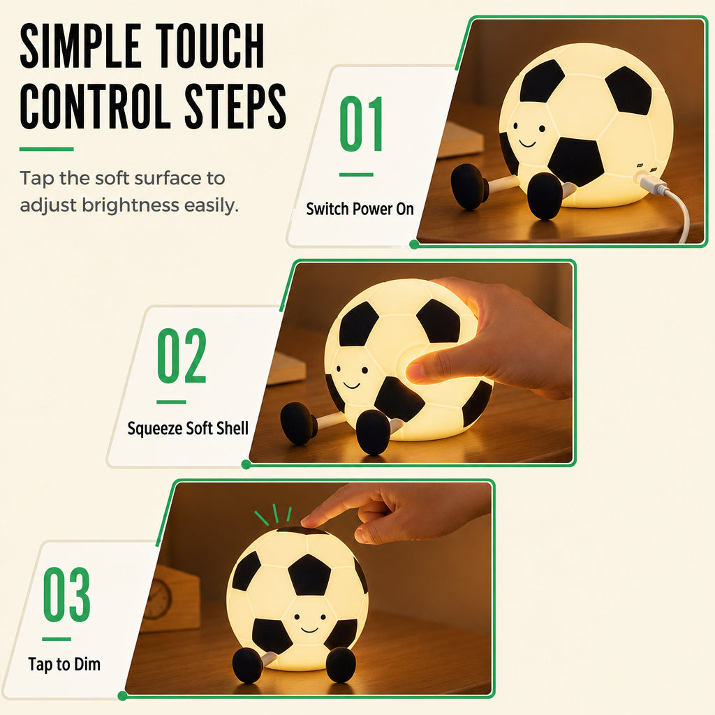 ⚽ Soccer Silicone Touch Night Light