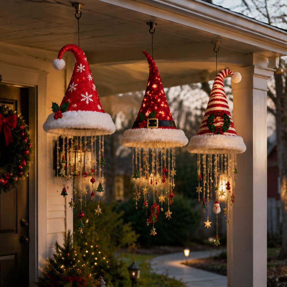 🎅 Santa Hat Pendant Lamp – Warm LED Hanging Christmas Porch Light 🎄