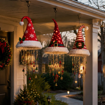 🎅 Santa Hat Pendant Lamp – Warm LED Hanging Christmas Porch Light 🎄