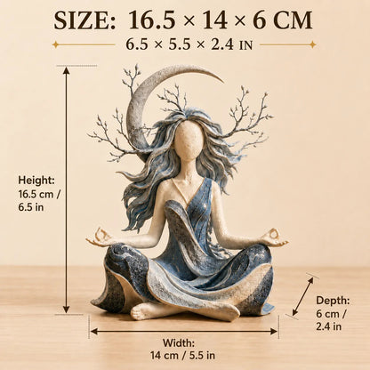 🌿 Mindful Goddess Resin Figurine – 2 Styles (Autumn Amber & Winter Moon), Hand-Painted Zen Statue for Meditation, Yoga & Meaningful Home Decor Gift