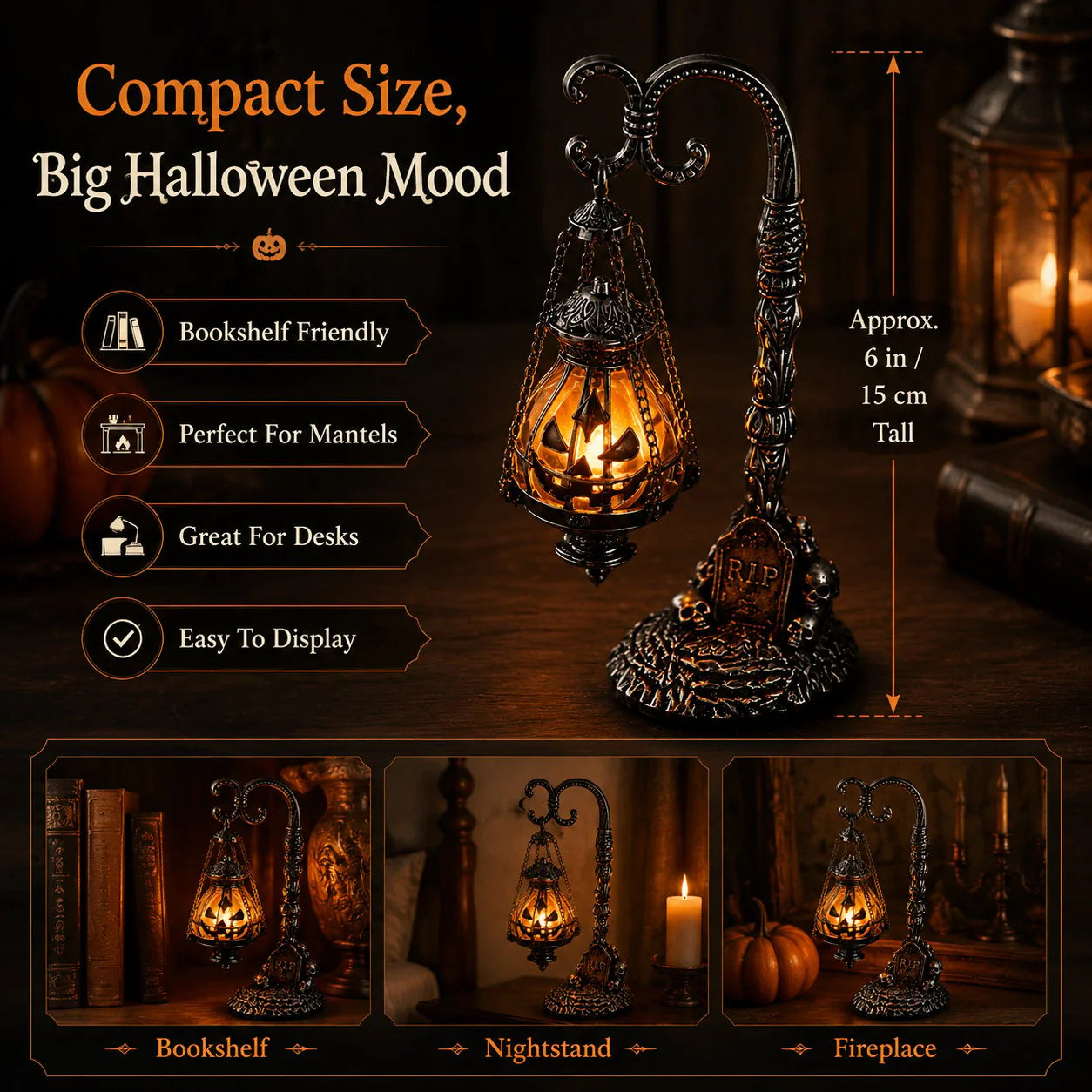 🎃Gothic Pumpkin Lantern – Victorian Halloween Decor🦇