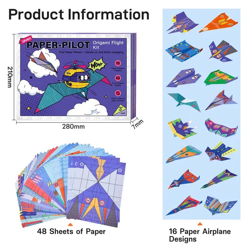 ✈️ Paper Airplane Origami Kit – 16 Designs, Pre-Scored Sheets & STEM Learning