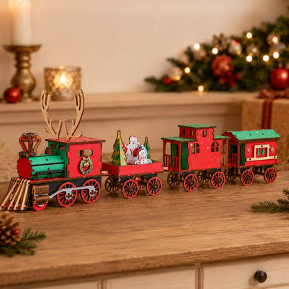 🚂 DIY Wooden Christmas Train – 3D Puzzle & Holiday Decor Kit🎄
