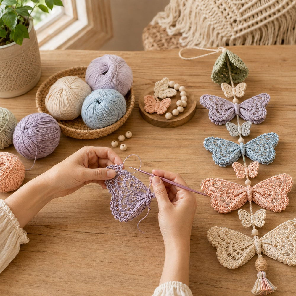 🧵 DIY Crochet Mobile Kit – Relaxing Handmade Craft with 6 Themes for Home Decor