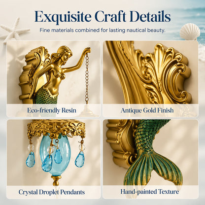🐚 Vintage Mermaid Wall Sconce – Artisan Resin Lamp for a Serene Coastal Home
