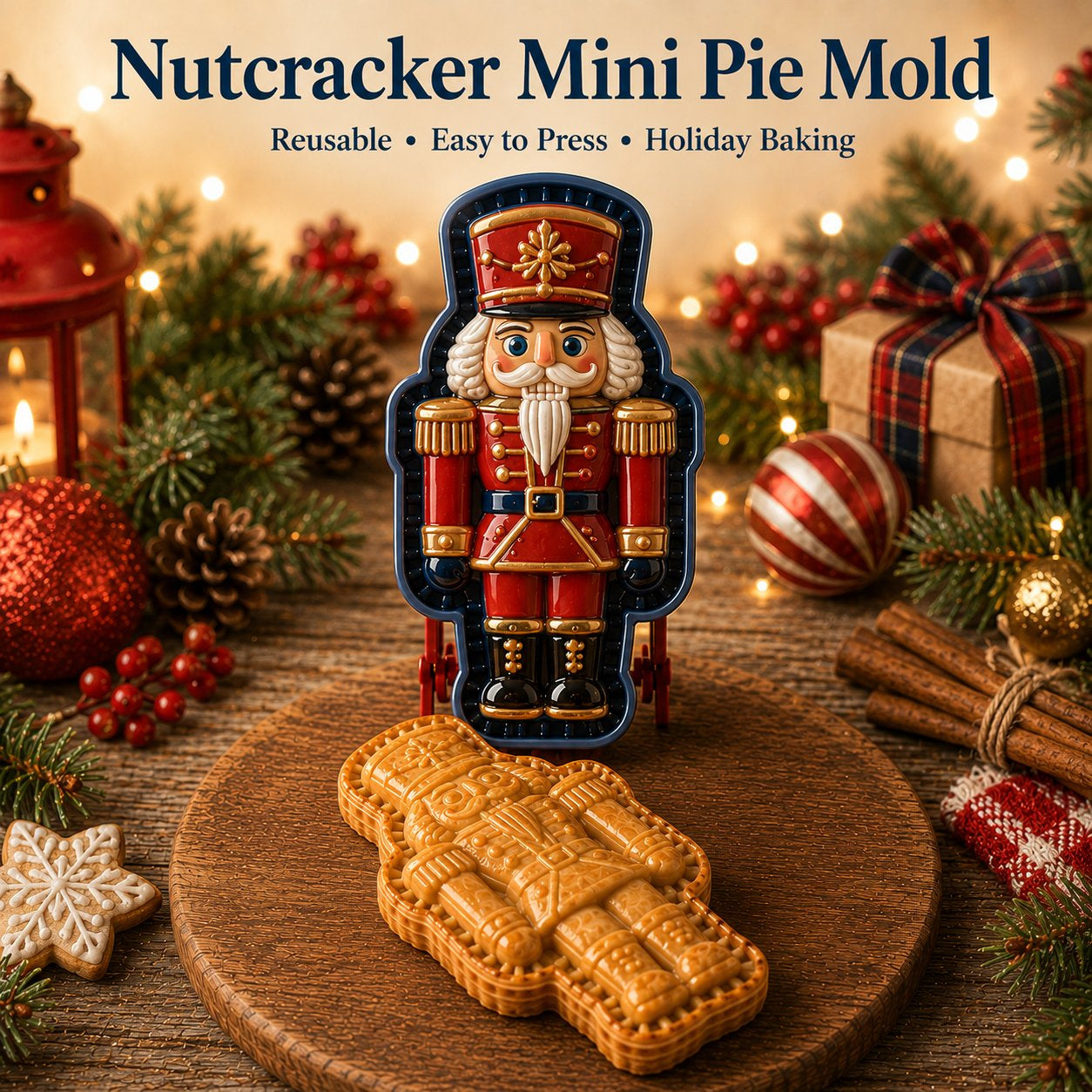 🎄Christmas Cookie & Mini Pie Molds – 8 Festive Designs for Holiday Baking (Reusable & Easy Press)🎅