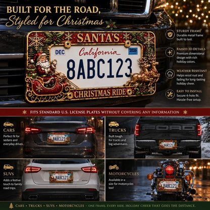 🎄 3D Christmas License Plate Frame – Holiday Car Accessory