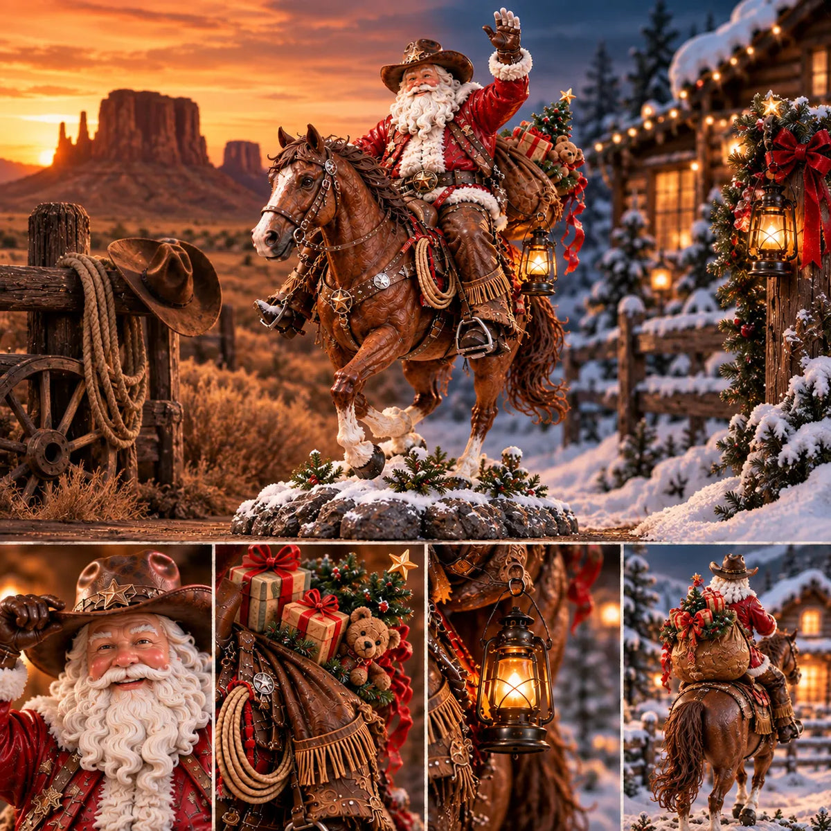 🤠 Western Cowboy Santa Christmas Figurine
