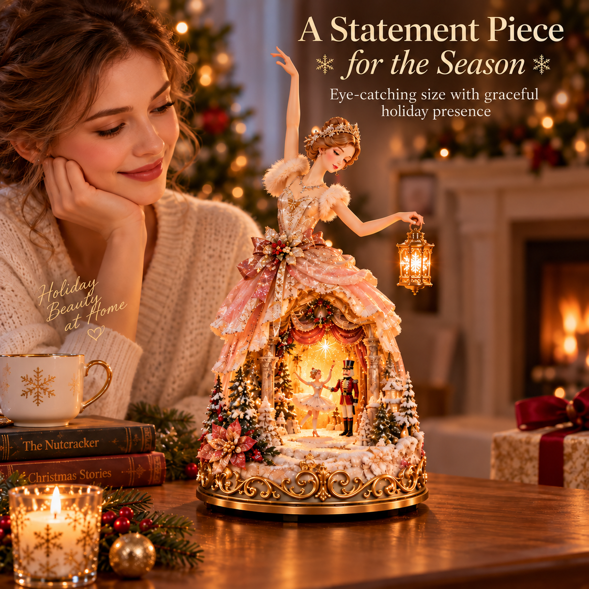 🩰 Winter Ballerina Story Lamp – Lighted Nutcracker Christmas Tabletop Decor
