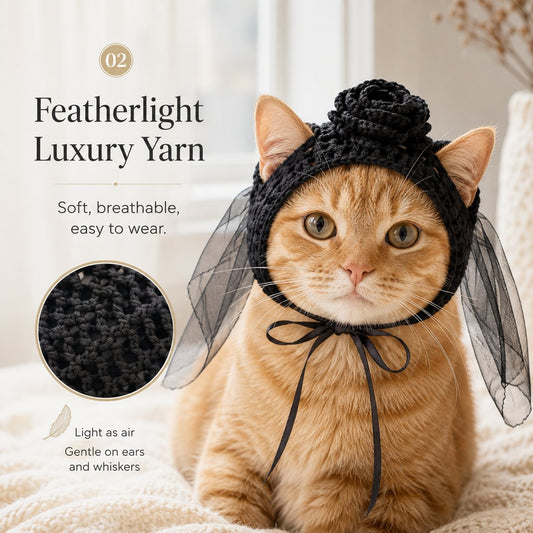 🖤🐾Handmade Gothic Crochet Cat Hat