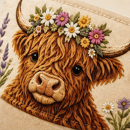 🐄 Highland Cow Wildflower Sun Visor Hat