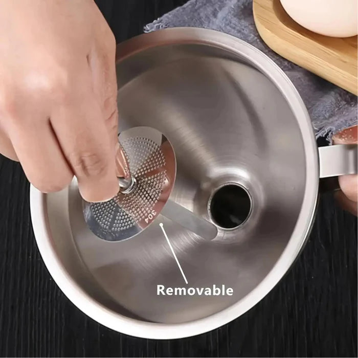 🥘Stainless Steel Kitchen Funnel With Detachable Filter Strainer