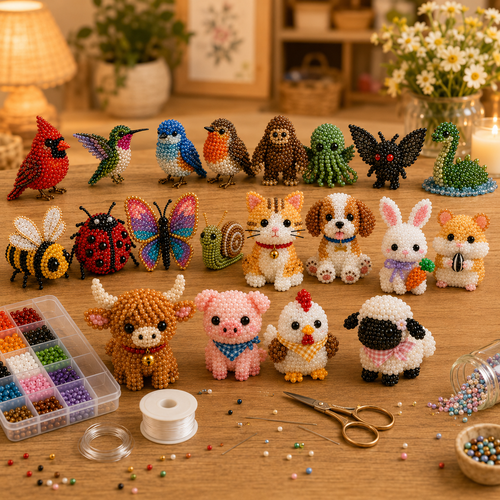 🧵✨ Tiny 3D Beaded Animal DIY Kit