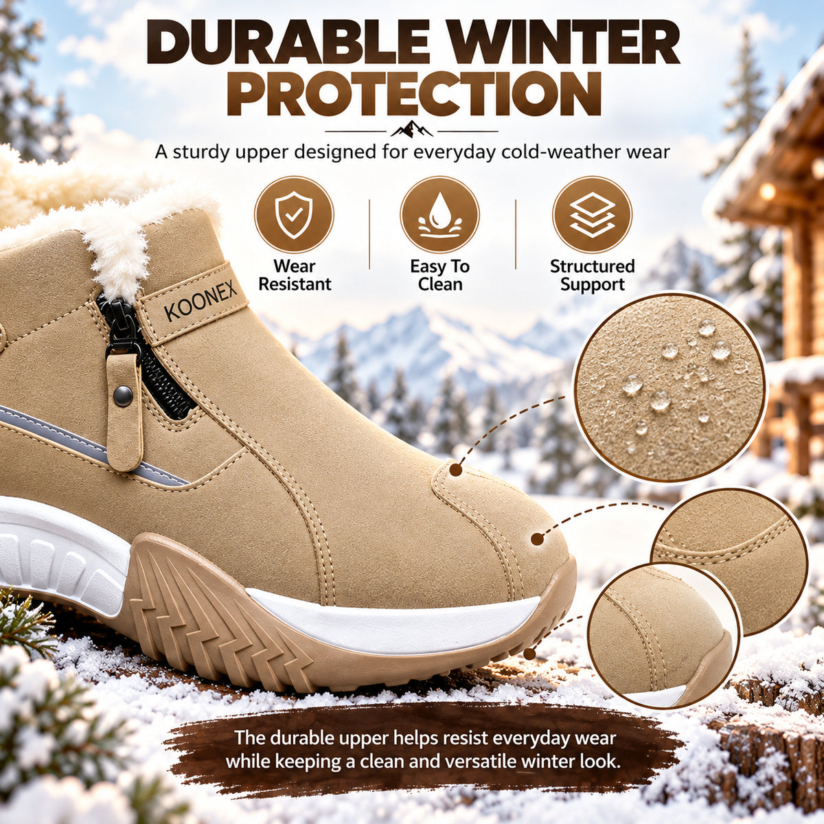 🥾 Anti Slip Warm Fur Lined Outdoor Winter Boots