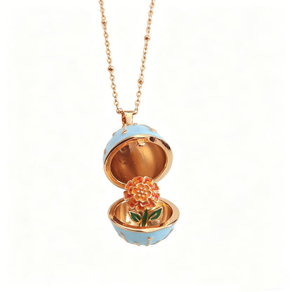 🥚💐Egg Locket Necklace with Hidden Flower