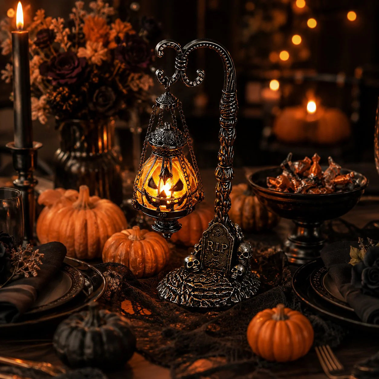 🎃Gothic Pumpkin Lantern – Victorian Halloween Decor🦇