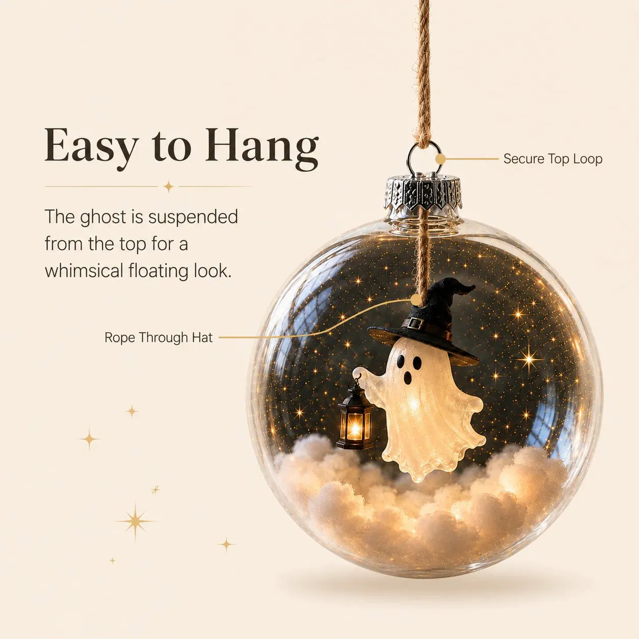 ✨ Glowing Halloween Bauble – 7 Cute Designs to Choose, Light-Up Acrylic Ornament with Soft Warm LED Glow