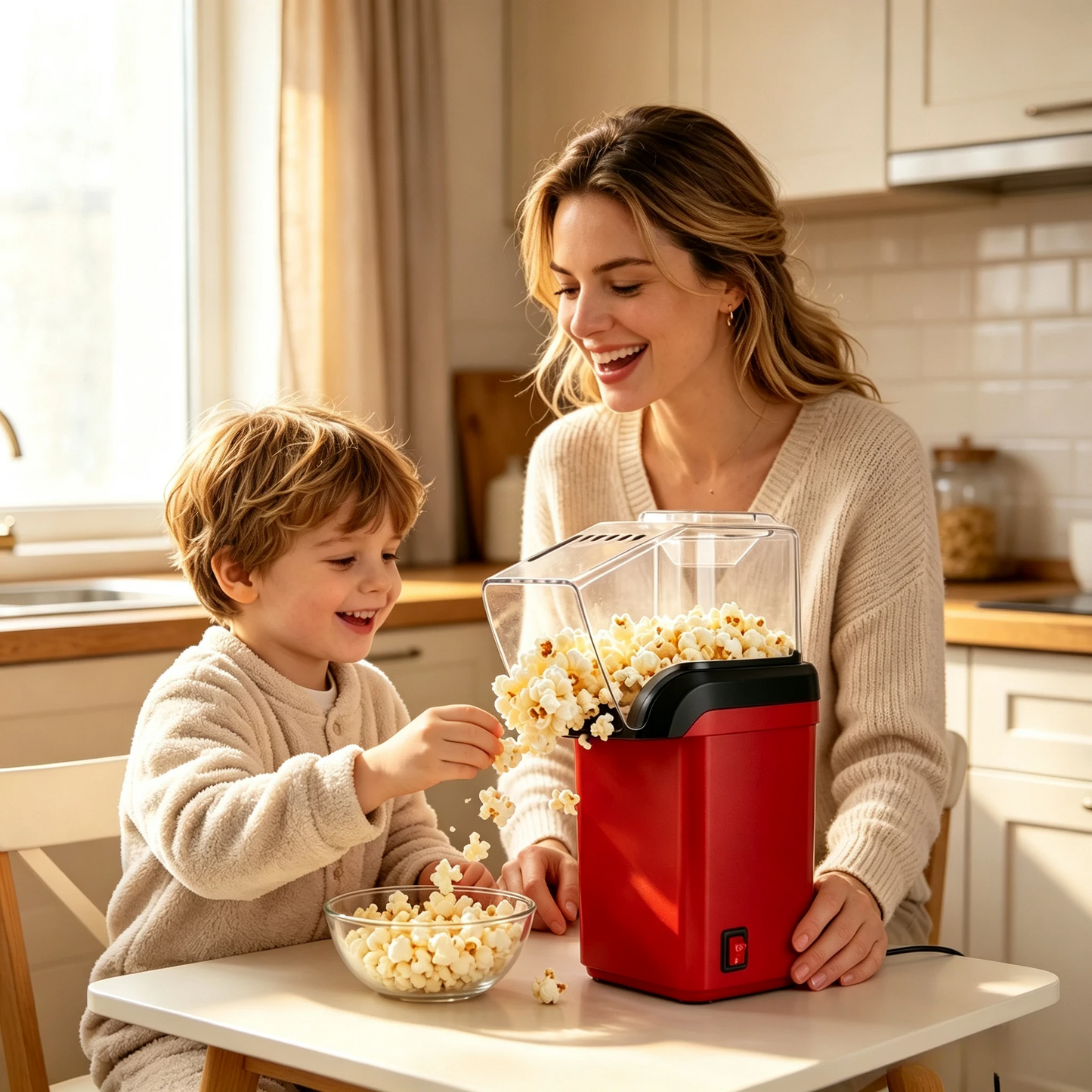 🍿 Hot Air Popcorn Maker – 3-Minute Oil-Free Popcorn Machine for Movie Nights & Holiday Parties