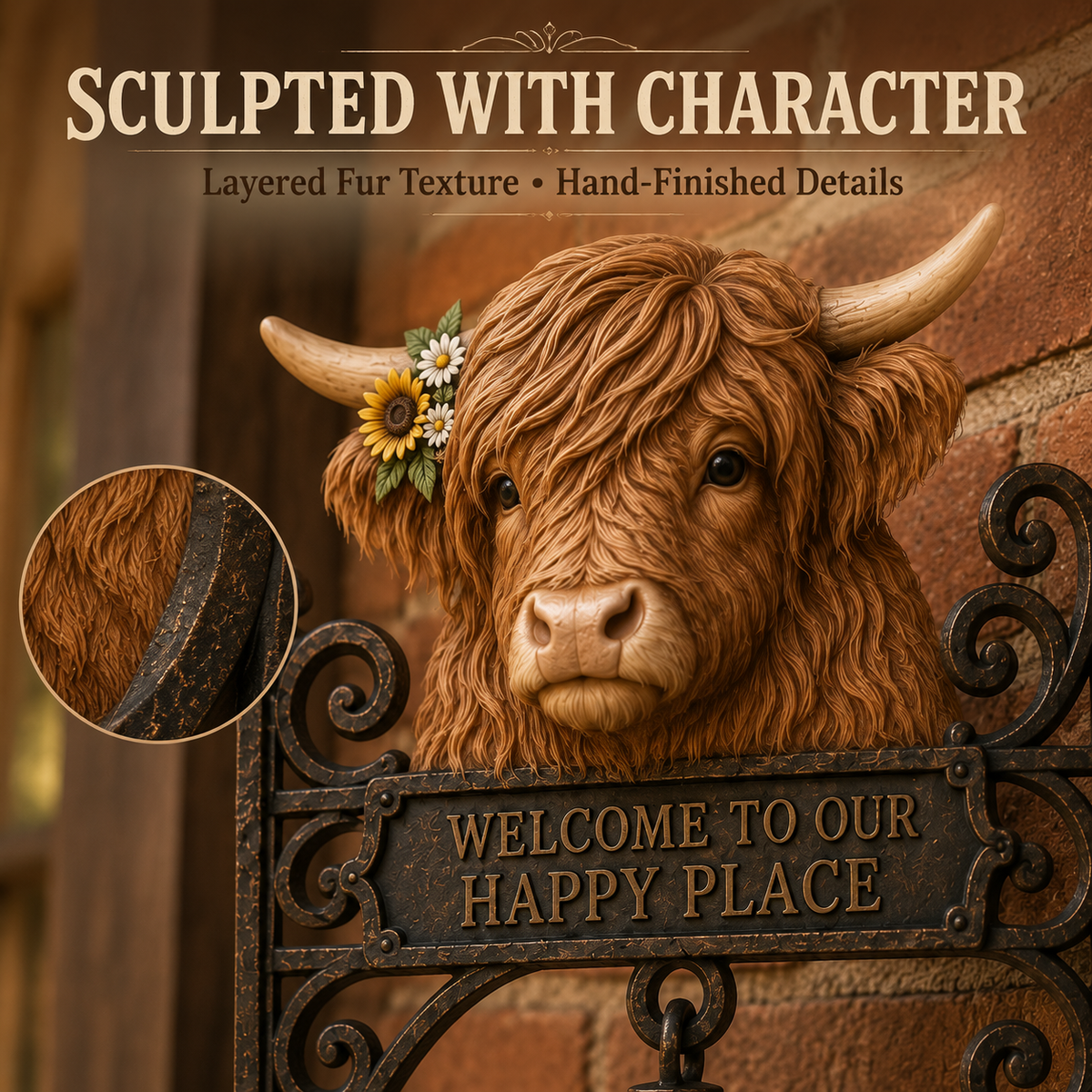 🐂 Highland Cow Welcome Bell – Rustic Farmhouse Door Décor🔔