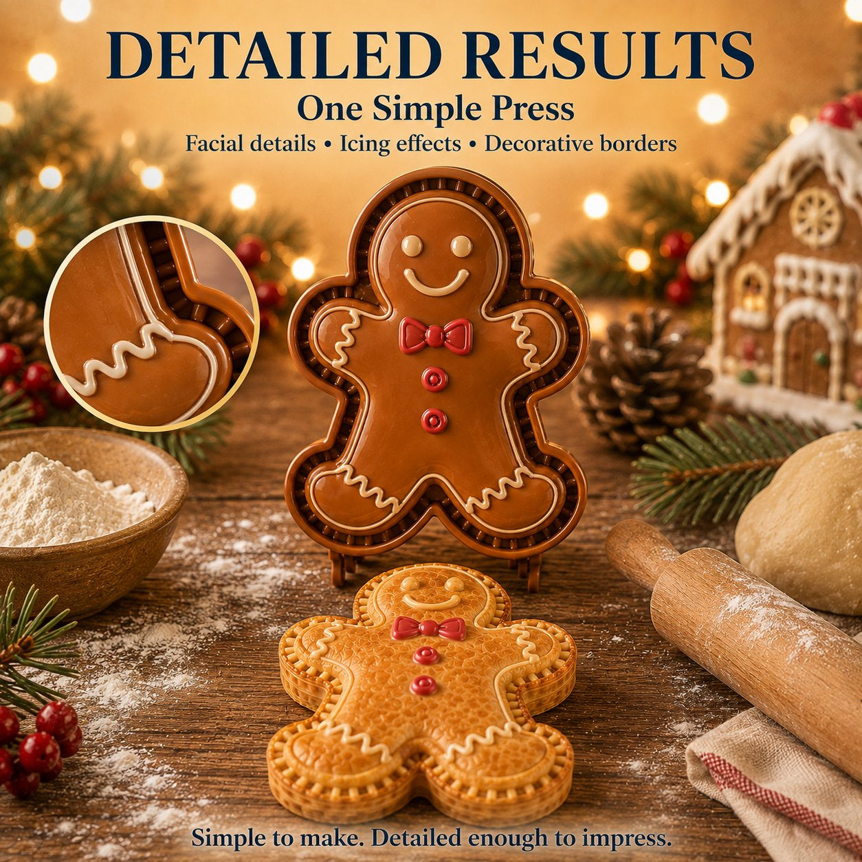 🎄Christmas Cookie & Mini Pie Molds – 8 Festive Designs for Holiday Baking (Reusable & Easy Press)🎅