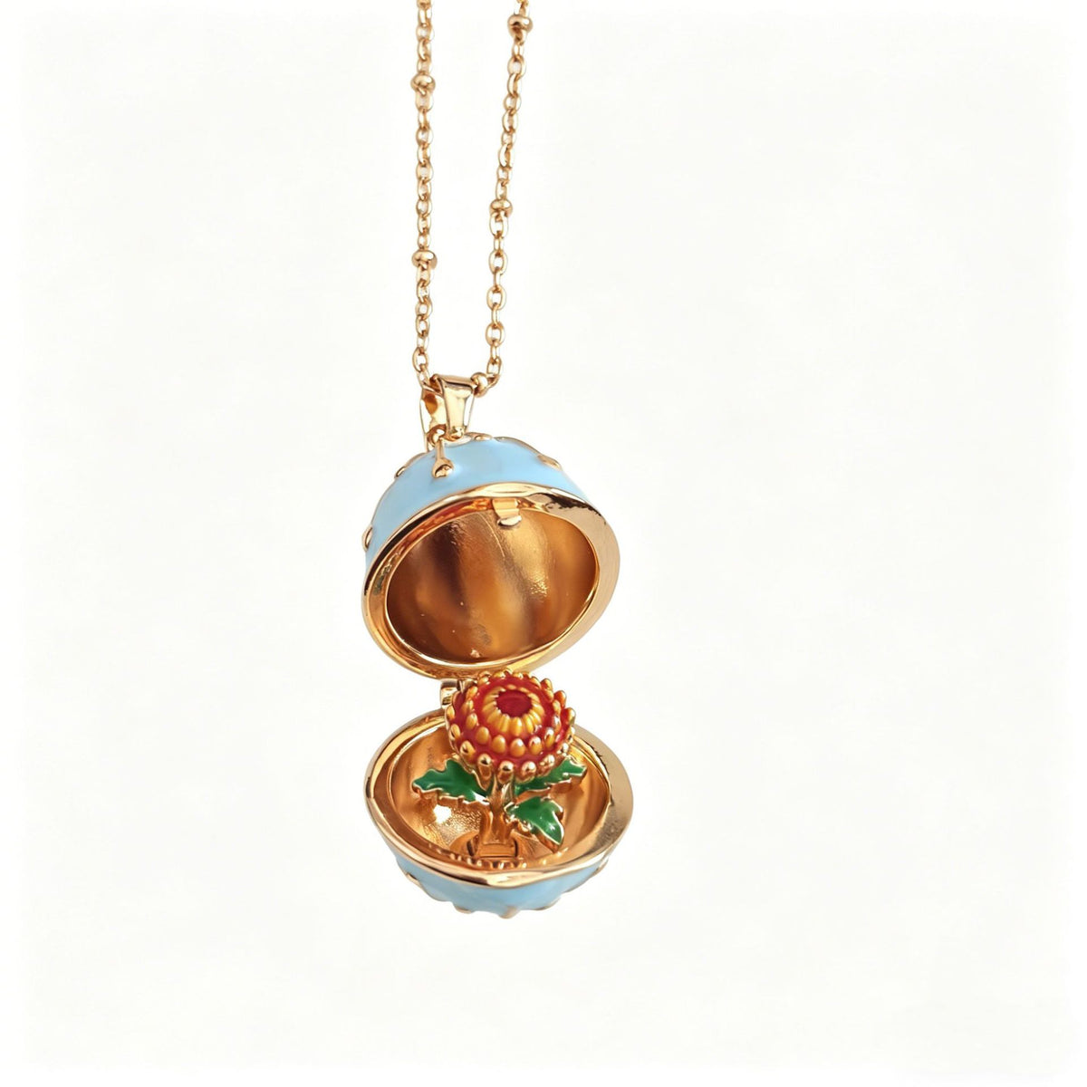 🥚💐Egg Locket Necklace with Hidden Flower