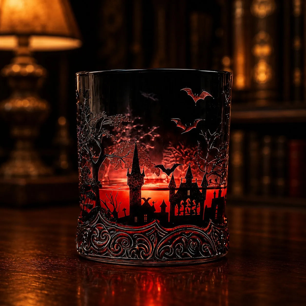 🦇 Gothic Vampire Castle Decanter & Tumbler – Dark Elegance Barware for Whisky Lovers